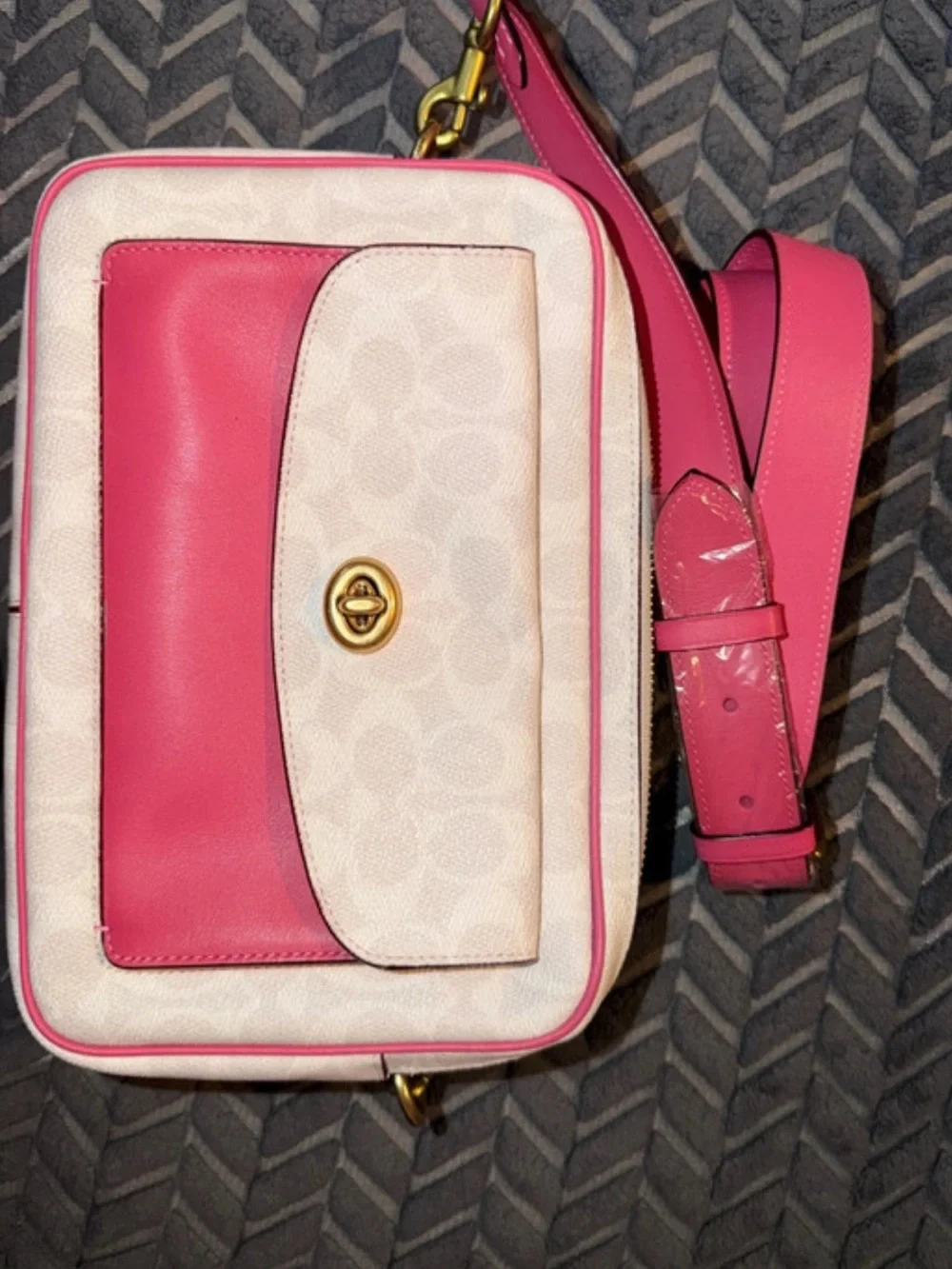 Coach Women’s Two-Tone Pink Leather Crossbody Bag